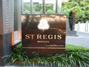 Entrance signage for the St. Regis Bangkok. 